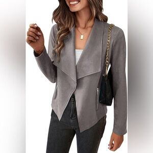 Gray faux suede jacket